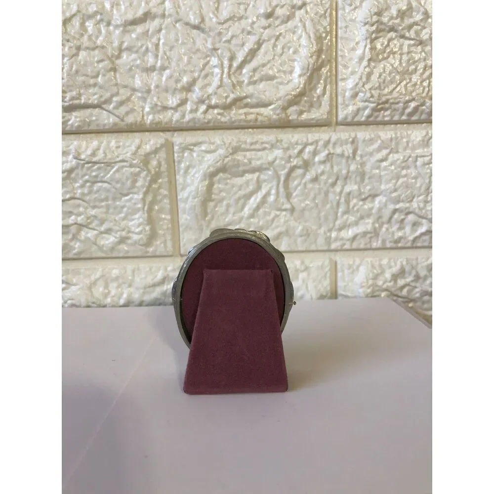 Vtg 90s Seagull Pewter Miniature Picture Frame Ribbon Bow Oval Canada PF54 2